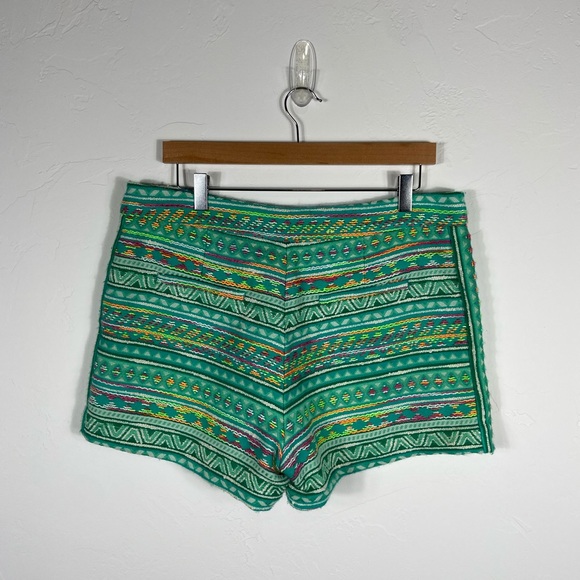Anthropologie Elevenes Blue/Green Patterned Women Shorts - Picture 4 of 5